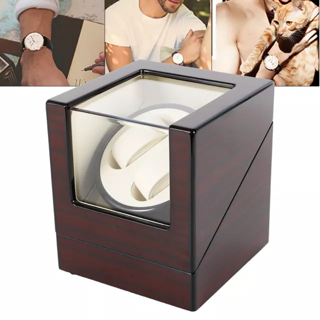 2+0 bois Watch Winder Remontoir à Montres Automatique Boîte Silencieux Coffret