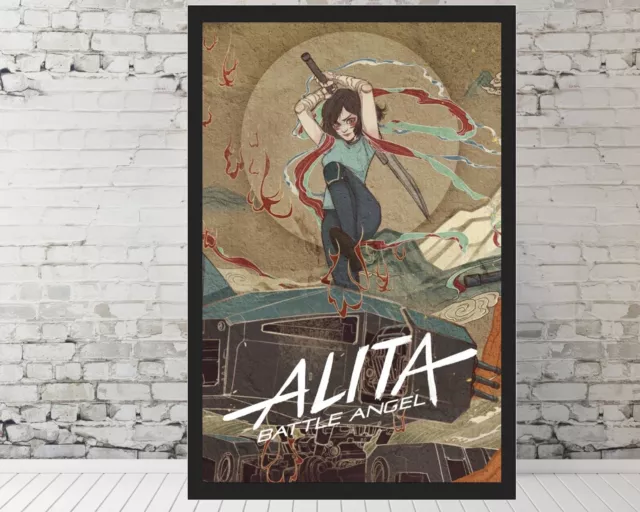 Alita Battle Angel movie poster Rodriguez, Salazar, Waltz 11x17" FRAMED Poster