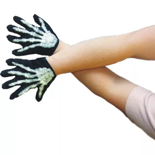 Smiffys Skeleton Gloves, Child, Black