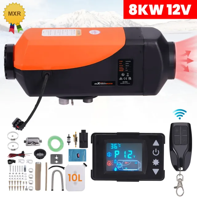 1KW-8KW 12V Diesel Air Heater with LCD Switch + Silencer for Car Van Truck Boat