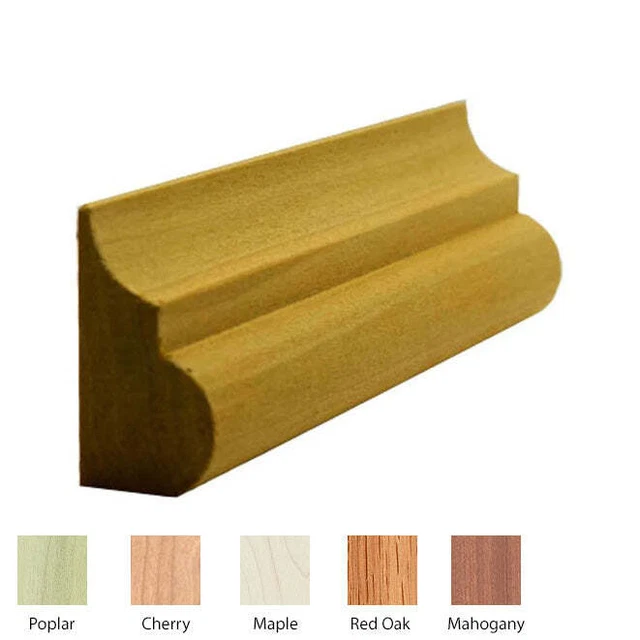 Base Cap Moulding EWBC26, 3/4" x 1-7/16 Nose and Cove Trim for Baseboard Unfinis