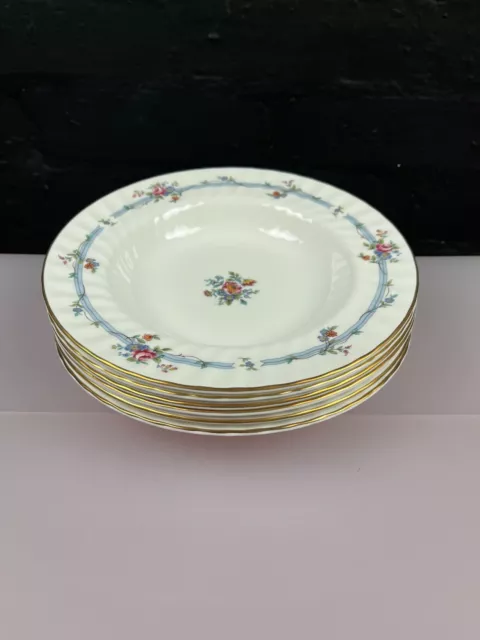 6 x Minton Chartwell Rimmed Soup / Pasta Bowls 9.25" Wide Set