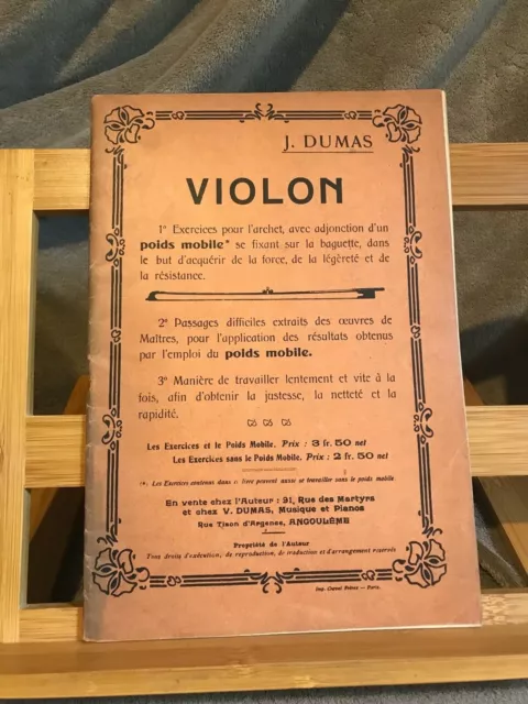 J. Dumas Violon méthode étude exercices partition chez l'auteur sans date