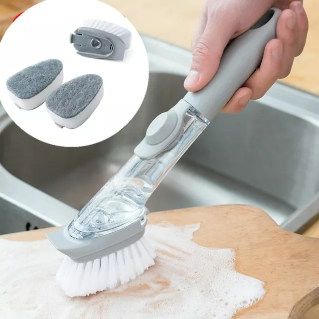 Double Use Cleaning Brushes Dish Bowl Washing Sponge Automatic Liquid Dispenser