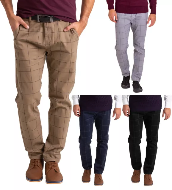 Formal Check Trouser For Mens Slim-Fit Casual Cotton Stretch Business Full Pants