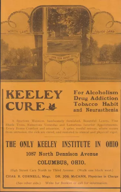 The Keeley Cure, Columbus, Ohio flyer, only Keeley facility in Ohio w/ pics