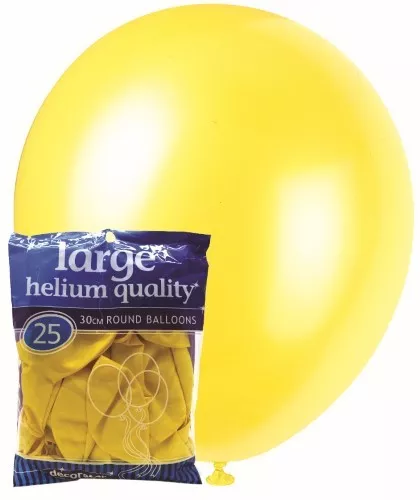 Pack 25 Yellow Latex Meteor Decorator Balloons Party Hanging Decorations 28Cm