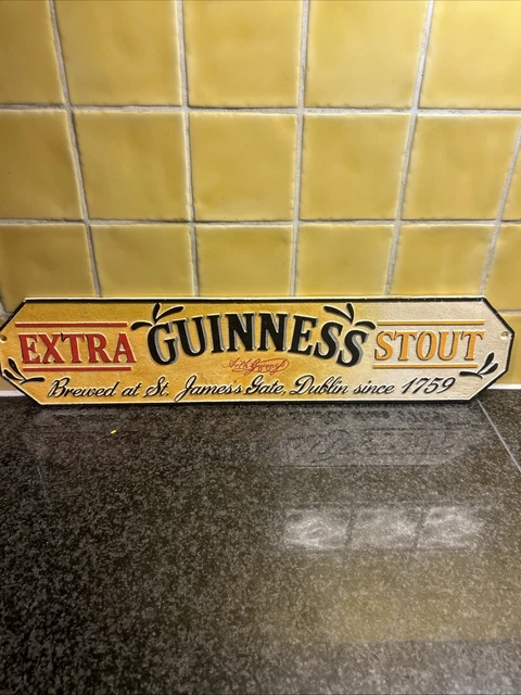 EXTRA GUINNESS STOUT Dublin Brewery Cast Iron Sign Wall Plaque Bar £35. ...