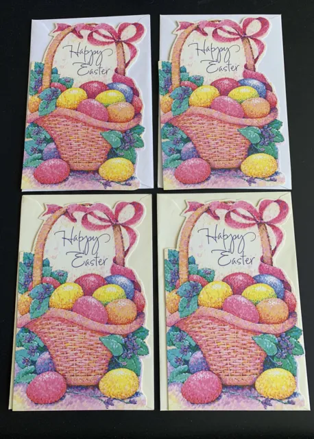 Lot of 4 Easter Greeting Cards basket eggs American Greetings new with envelopes