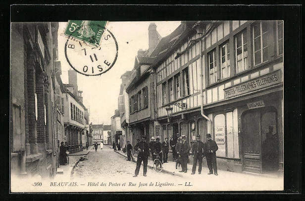 CPA Beauvais, Hôtel des Postes et Rue Jean de Lignières 1911