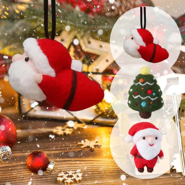 Poke Brooch Wool Miss Santa Needle Felting Kit DIY Christmas Decoration,