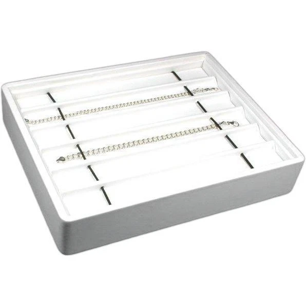 White Faux Leather Bracelet Watch Jewelry Display Tray Unit 9" x 7 1/4"