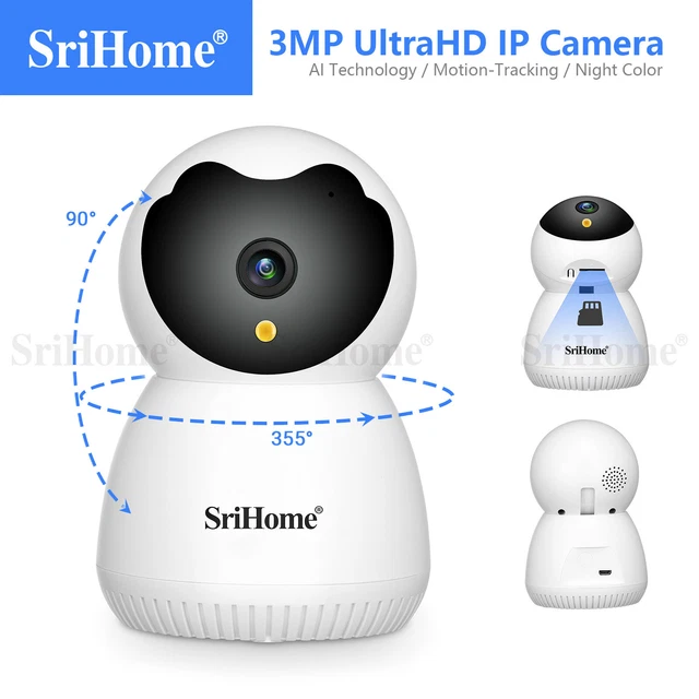 SriHome Überwachungskamera 1296P Wireless Baby Haustier Monitor WiFi Nachtsicht