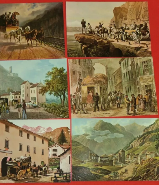 Postkarten Ptt-Museum  Bern Die Schweiz der Postkutschenzeit 12 Bildpostkarten 