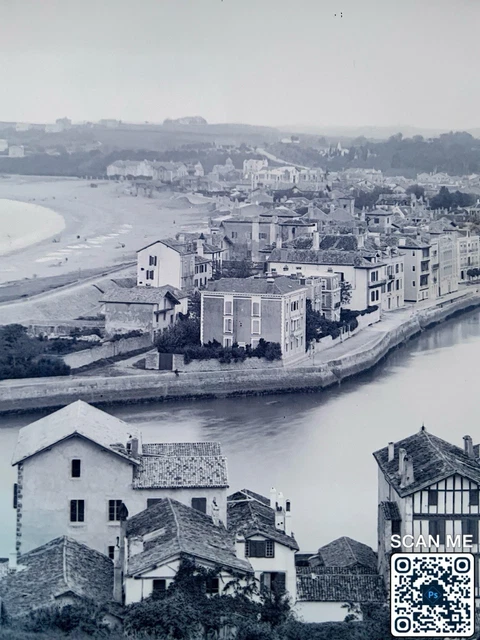 Old black and white positive photo glass plate 13x18 cm Saint Jean De Luz