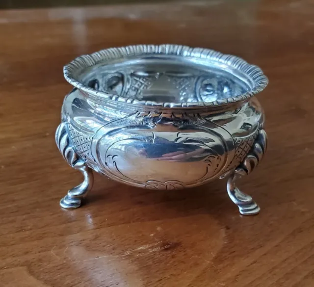 Antique 1856 Sheffield EM English Sterling Silver Small Footed Bowl 79g No Mono