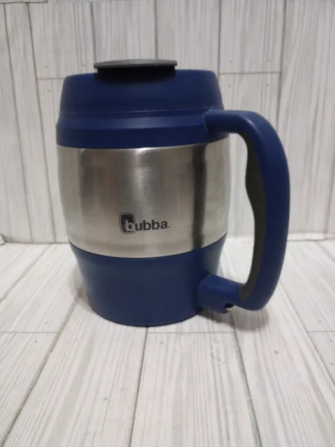 Bubba Keg 52 Ounce Insulated Travel Mug Blue and Chrome, Handle Flip Top Jug