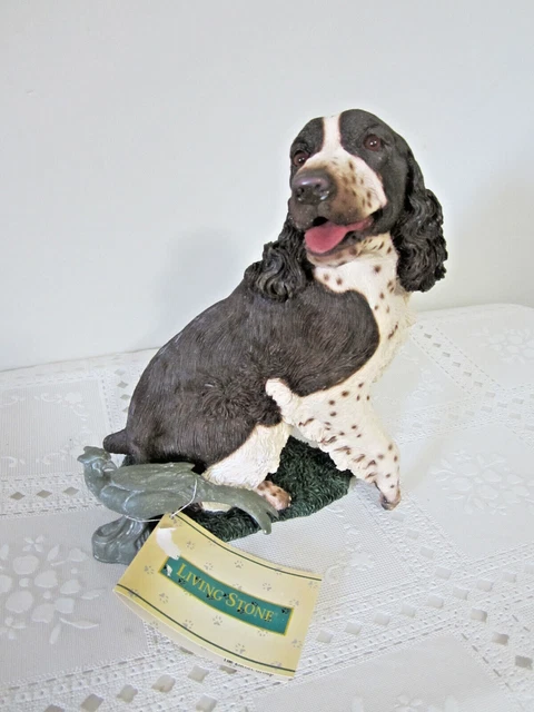NEW Springer Spaniel w/bird Living Stone '98 Snow Buddies sculpted hand cast 9"