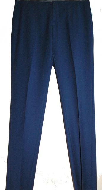 Vince Camuto Men's Blue Tuxedo Satin Belt Trim Wool Suit Pants Slim Fi Sz US 39