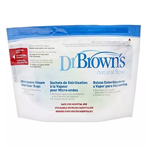 Dr. Brown’s Microwave Steam Steriliser Bags for Baby Bottles, Travel