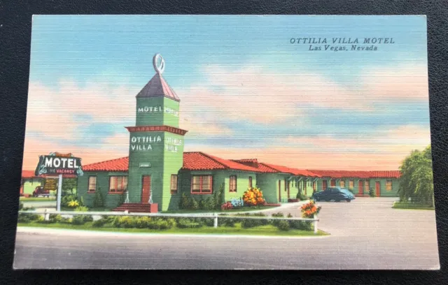 Ottilia Villa Motel Las Vegas Linen NV Nevada Vintage Postcard HH9