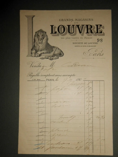Facture Ancienne 1933 – Grands Magasins Aux Deux Passages Lyon (document D'époque)