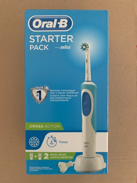 Oral-B Elektrische Zahnbürste cross action mit Timer  inkl. zwei Aufsteckbürsten