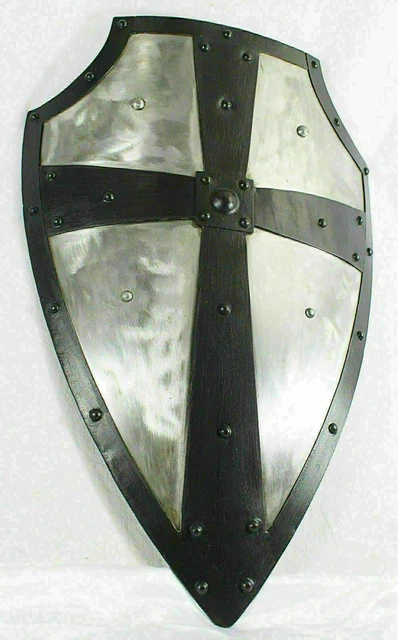 Medieval Hand Forged Gothic Layered Steel Cross Shield Battle Armor Sca/Larp