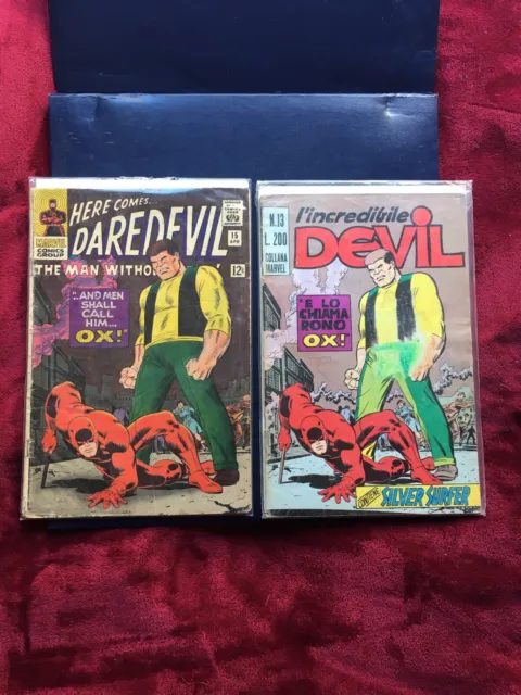 Vintage DAREDEVIL #15 OX APPEARANCE ITALIAN VERSION LOT OF 2 Rare