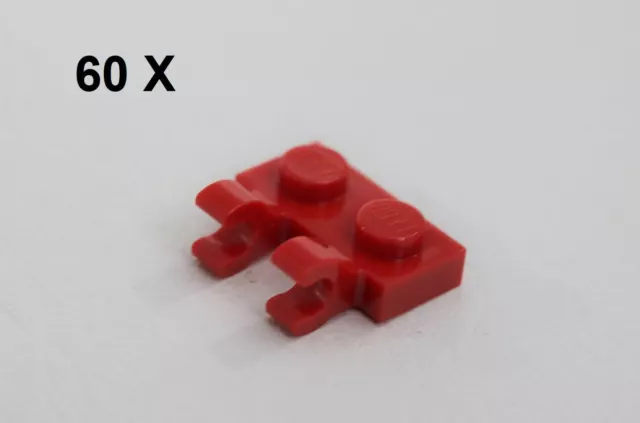 LEGO® Red Plate 1 x 2 with 2 Clips [60 Pieces] ID 60470b