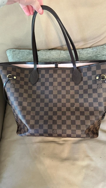 AUTHENTIC Louis Vuitton Neverfull Tote MM Damier Ebene Rose Ballerine Canvas