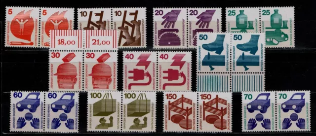 BRD Unfallverhütung Paare Mi. - Nr. 694 A - 703 A und 773 A postfrisch
