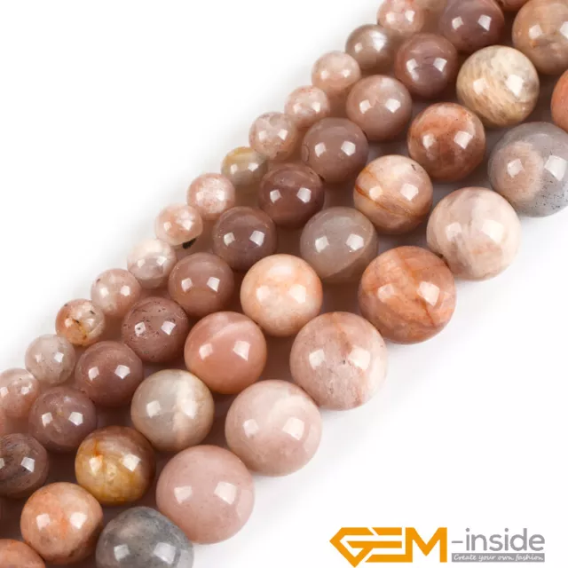 Natural Gemstone Sunstone Round Loose Beads For Jewelry Making 15"Big Hole YB