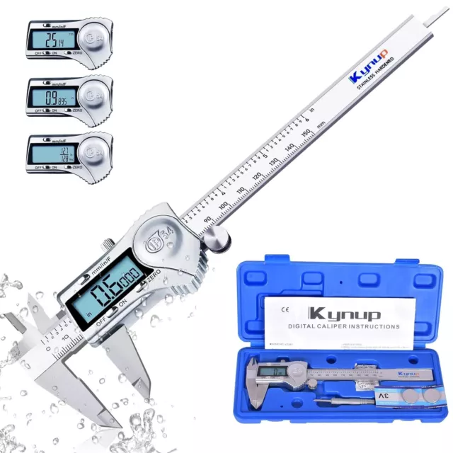 Kynup Digital Vernier Caliper, 150mm Caliper with Stainless 150mm, Silver