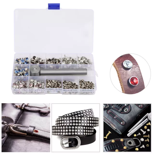 200pcs 4 Color Rhinestone Punk Rivets Decor Studs For Leather Belt Shoes Blw