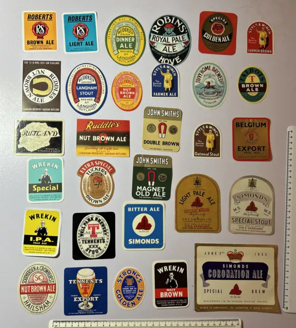 30 Old Simonds 1947 Hms Vanguard Robins Ruddles Brewery Etc Beer Labels Lot 16