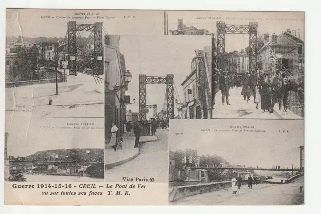 CREIL - Oise - CPA 60 - 5 vues du pont de Fer - leger pli à gauche