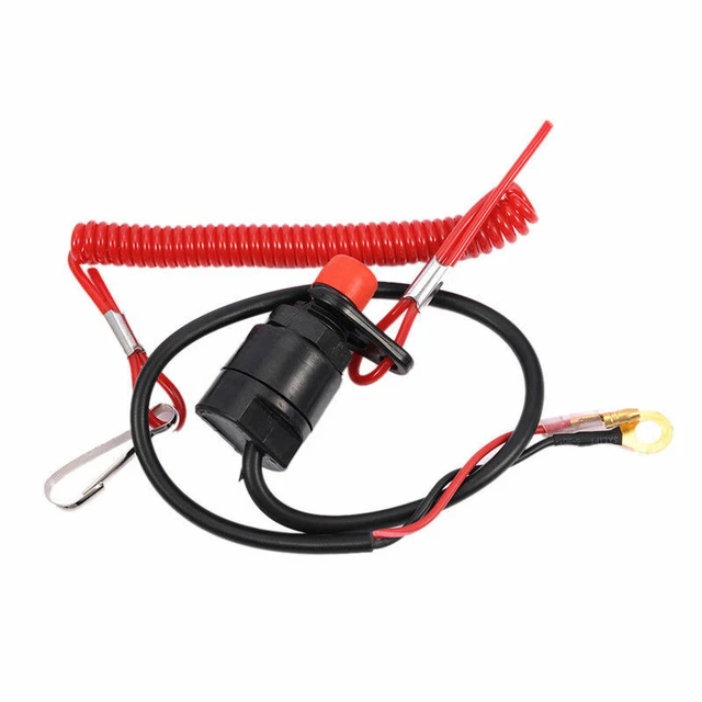 BOAT OUTBOARD ENGINE Motor Kill Stop Switch with Safety Lanyard Clip