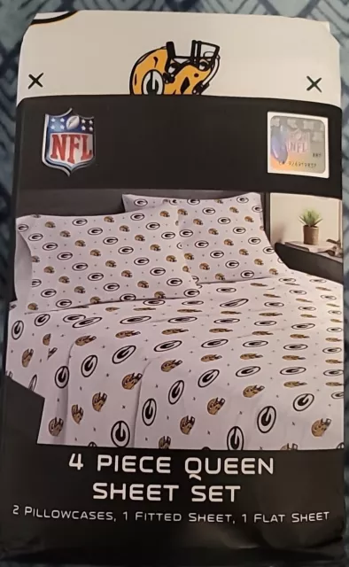 NFL Green Bay Packers 4 Piece Queen Sheet Set New