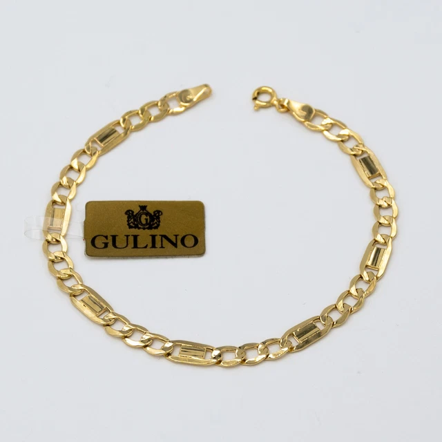 Bracelet Homme En Or 18 Carats Bicolore - Modèle étrier Plaquettes - 11,35 G - Neuf