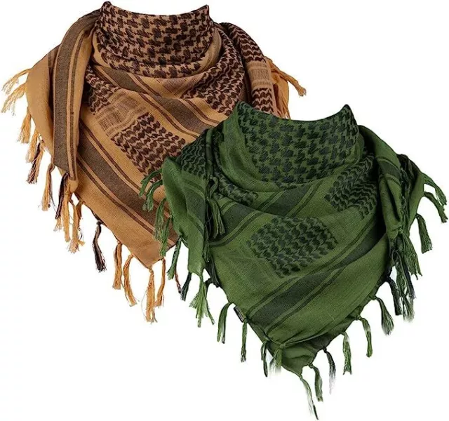 Multifunctional Shemagh Head Scarf - 100% Cotton Keffiyeh Arab Desert Army Wrap