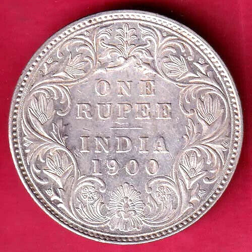 British India 1900 Victoria Empress One Rupee Beautiful Silver Coin #V27