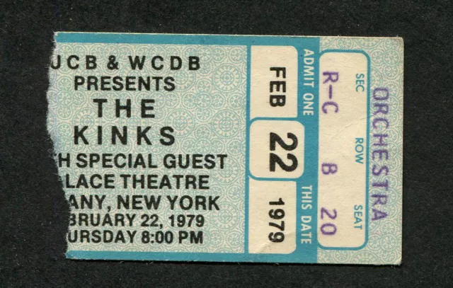 1979 Kinks TKO concert ticket stub Albany NY Low Budget You Really Got Me