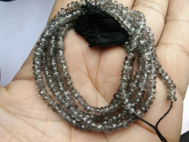 Aaa Srilankan Rutyle Quartz Rondelle Faceted 3.5-4 Mm Gemstone Beads 14" Strand