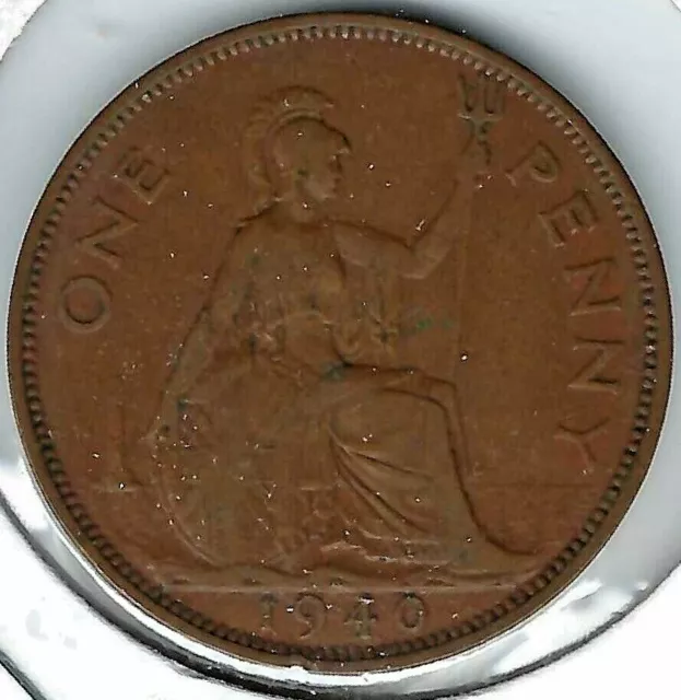 1940 Great Britain Circulated Penny George VI & Britannia Coin (#2)!