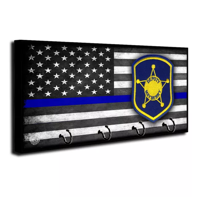 Thin Blue Line Flag Mayberry Sheriff Dept. Patch Dog Leash and Key Hanger