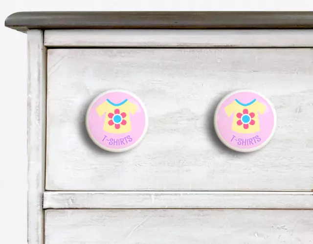 Girls T-Shirt Dresserz Organizational Dresser Drawer Knob Set of 2