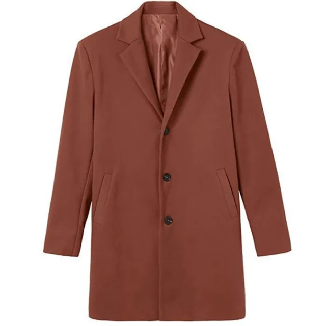 Mens Woolen Trench Coats Winter Lapel Long Jacket Blazer Fomal Outwear Overcoat 9