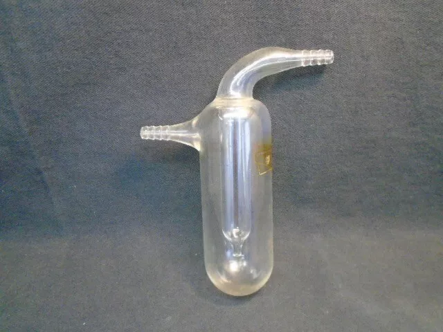 Laboratory Glass One-Piece Vacuum Trap w/ 10mm OD Hose 3.7mm Vent 7” OAH 2