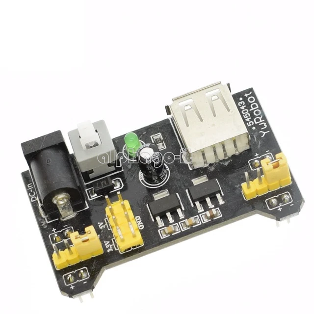 MB102 Breadboard Power Supply Module + 830 Point Solderless Breadboard – 3.3V / 5V, PCB